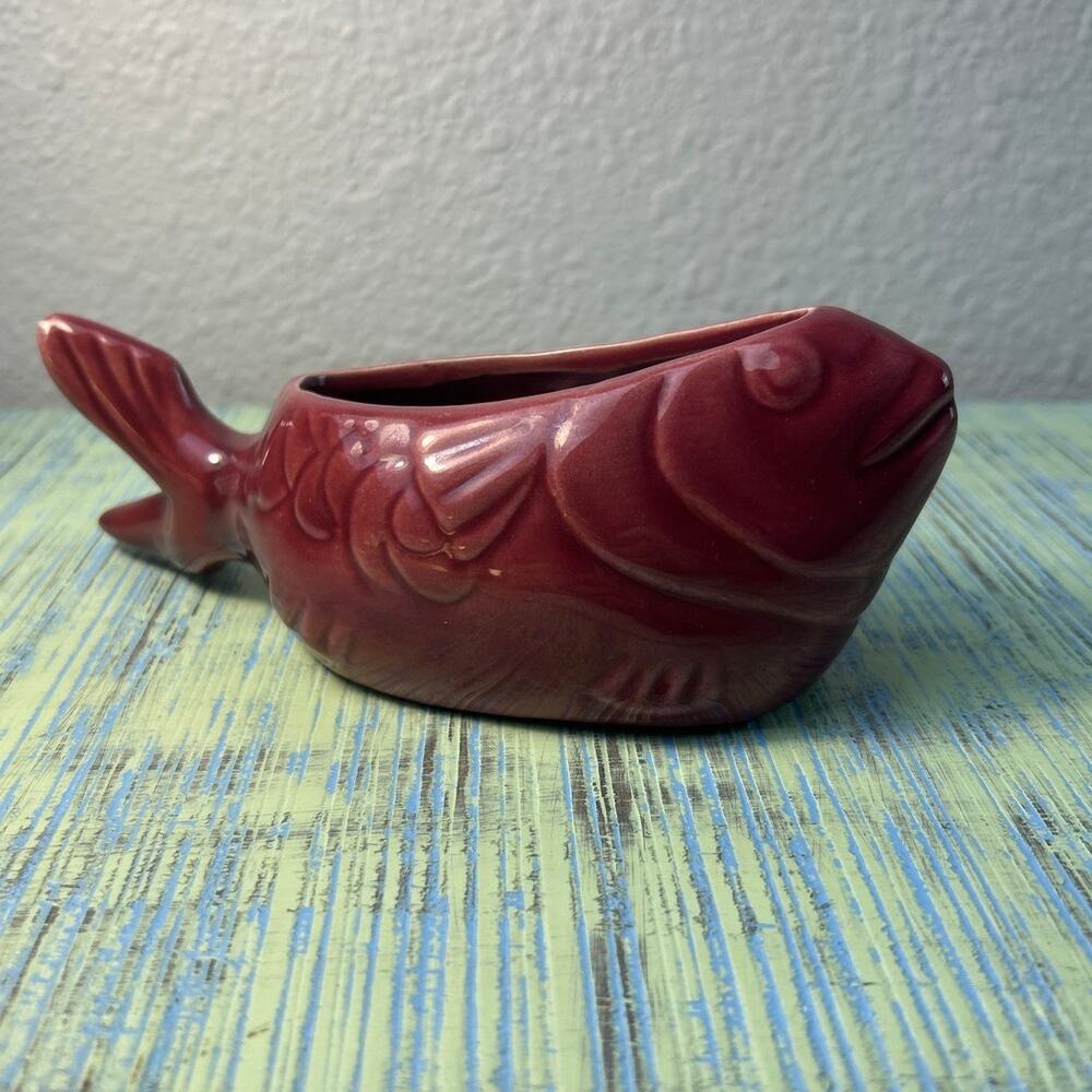 Vintage Chicken of the Sea Pottery Fish Dish Base Mid-Century Ceramic Planter E